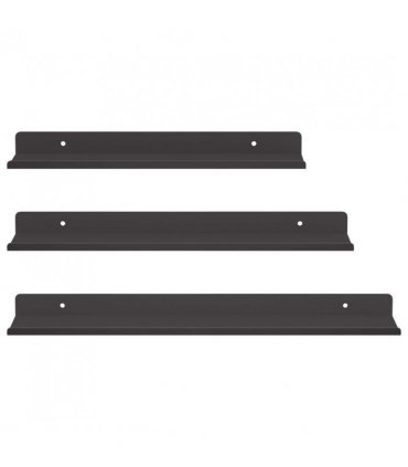 vidaXL Floating Shelf Wall-mounted 3 pcs Black 40 x 9 x 2.5 cm Steel — Size: 30/35/40 x 9 cm