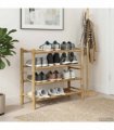 vidaXL Shoe Rack with Shelf Natural 68 x 28 x 63 cm Bamboo — Size: 4 tires