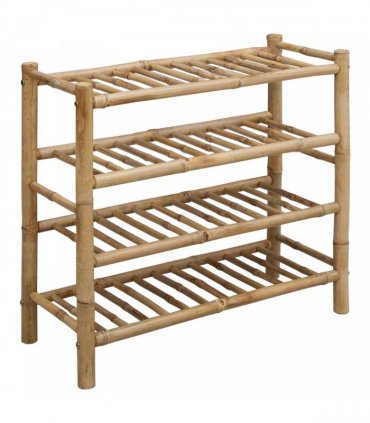 vidaXL Shoe Rack with Shelf Natural 68 x 28 x 63 cm Bamboo — Size: 4 tires