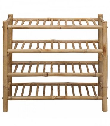 vidaXL Shoe Rack with Shelf Natural 68 x 28 x 63 cm Bamboo — Size: 4 tires