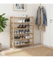 vidaXL Shoe Rack with Shelf Natural 68 x 28 x 96 cm Bamboo — Size: 6 tires
