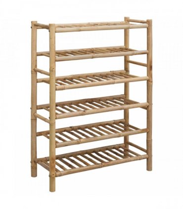 vidaXL Shoe Rack with Shelf Natural 68 x 28 x 96 cm Bamboo — Size: 6 tires