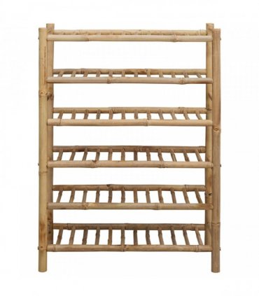 vidaXL Shoe Rack with Shelf Natural 68 x 28 x 96 cm Bamboo — Size: 6 tires