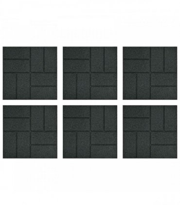 vidaXL Stepping Stone 6 pcs Black 40.5 x 40.5 x 2 cm Rubber