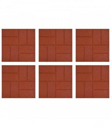vidaXL Stepping Stone 6 pcs Red 40.5 x 40.5 x 2 cm Rubber