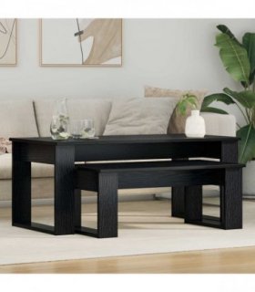 vidaXL Coffee Table Set 2 pcs Black Oak Engineered Wood — V0672068379