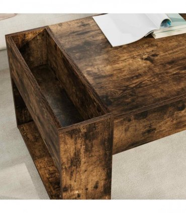 vidaXL Coffee Table Smoked Oak 110 x 50 x 41 cm Engineered Wood