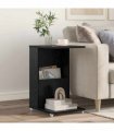 vidaXL Side Table with Wheel Black Oak 40 x 35 x 60 cm Engineered Wood
