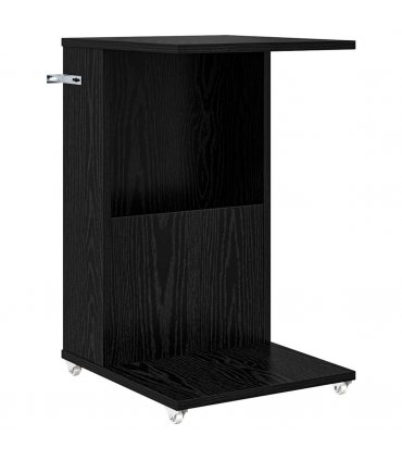 vidaXL Side Table with Wheel Black Oak 40 x 35 x 60 cm Engineered Wood