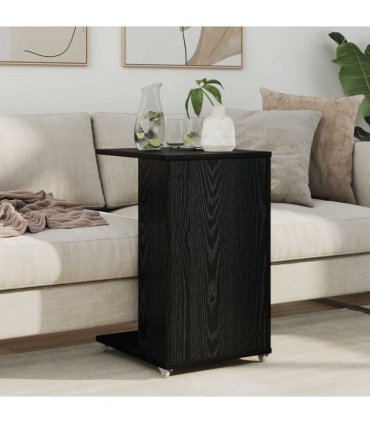 vidaXL Side Table with Wheel Black Oak 40 x 35 x 60 cm Engineered Wood