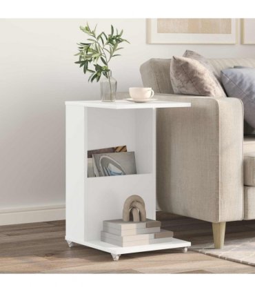 vidaXL Side Table with Wheel White 40 x 35 x 60 cm Engineered Wood