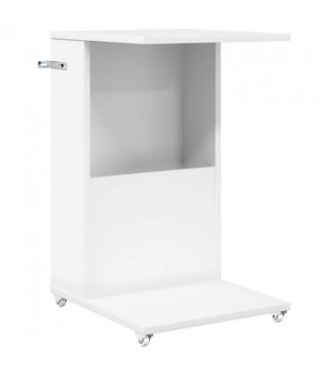 vidaXL Side Table with Wheel White 40 x 35 x 60 cm Engineered Wood