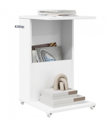 vidaXL Side Table with Wheel White 40 x 35 x 60 cm Engineered Wood