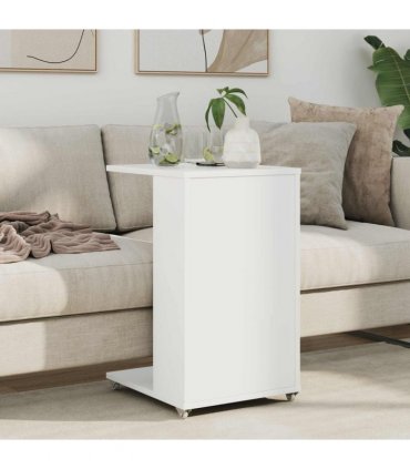 vidaXL Side Table with Wheel White 40 x 35 x 60 cm Engineered Wood