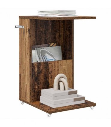 vidaXL Side Table with Wheel Old Wood 40 x 35 x 60 cm Engineered Wood