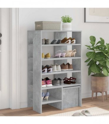 vidaXL Shoe Cabinet with Shelf 2 pcs Concrete Grey Engineered Wood