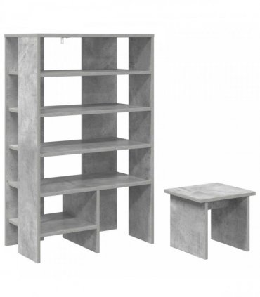 vidaXL Shoe Cabinet with Shelf 2 pcs Concrete Grey Engineered Wood