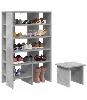 vidaXL Shoe Cabinet with Shelf 2 pcs Concrete Grey Engineered Wood
