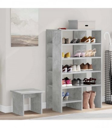 vidaXL Shoe Cabinet with Shelf 2 pcs Concrete Grey Engineered Wood