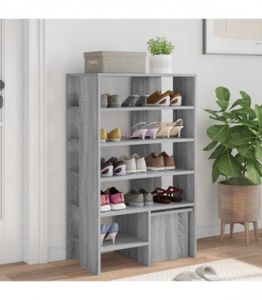 vidaXL Shoe Cabinet with Shelf 2 pcs Grey Sonoma Engineered Wood