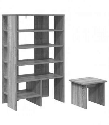 vidaXL Shoe Cabinet with Shelf 2 pcs Grey Sonoma Engineered Wood