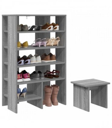 vidaXL Shoe Cabinet with Shelf 2 pcs Grey Sonoma Engineered Wood