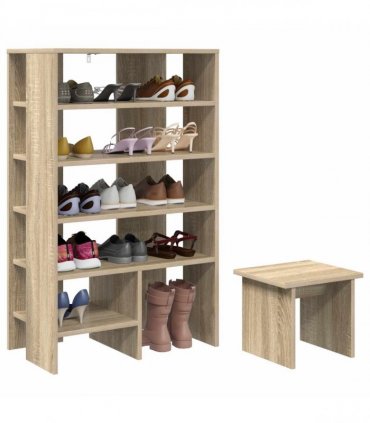 vidaXL Shoe Cabinet with Shelf 2 pcs Sonoma Oak Engineered Wood