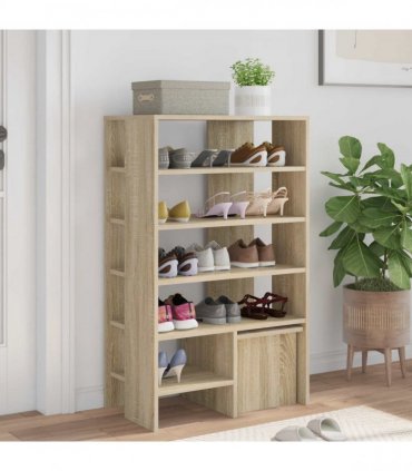 vidaXL Shoe Cabinet with Shelf 2 pcs Sonoma Oak Engineered Wood