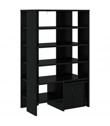 vidaXL Shoe Cabinet with Shelf 2 pcs Black Oak Engineered Wood