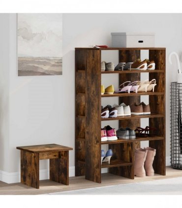 vidaXL Shoe Cabinet with Shelf 2 pcs Smoked Oak Engineered Wood