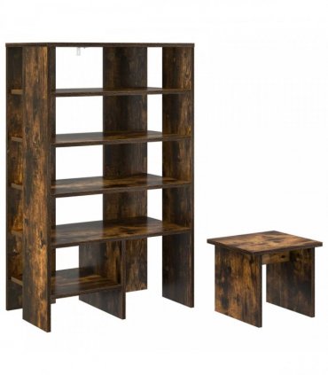 vidaXL Shoe Cabinet with Shelf 2 pcs Smoked Oak Engineered Wood