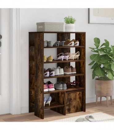 vidaXL Shoe Cabinet with Shelf 2 pcs Smoked Oak Engineered Wood