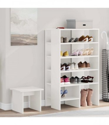 vidaXL Shoe Cabinet with Shelf 2 pcs White Engineered Wood