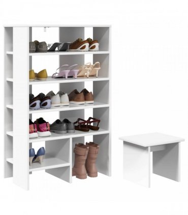 vidaXL Shoe Cabinet with Shelf 2 pcs White Engineered Wood