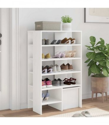 vidaXL Shoe Cabinet with Shelf 2 pcs White Engineered Wood