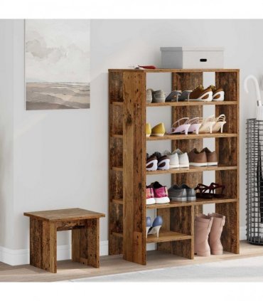 vidaXL Shoe Cabinet with Shelf 2 pcs Old Wood Engineered Wood