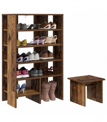 vidaXL Shoe Cabinet with Shelf 2 pcs Old Wood Engineered Wood