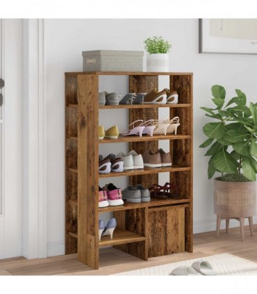 vidaXL Shoe Cabinet with Shelf 2 pcs Old Wood Engineered Wood