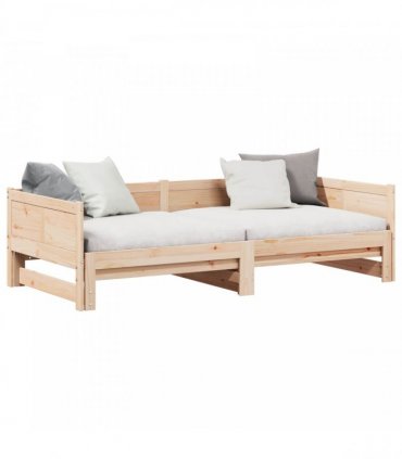 vidaXL Pull-out Day Bed Brown 203.5 x 184 x 56.5 cm Solid Pine Wood — Colour: Natural