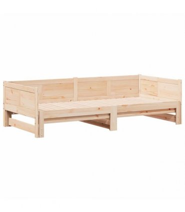 vidaXL Pull-out Day Bed Brown 203.5 x 184 x 56.5 cm Solid Pine Wood — Colour: Natural
