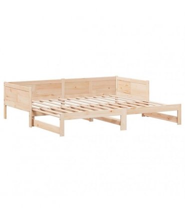 vidaXL Pull-out Day Bed Brown 203.5 x 184 x 56.5 cm Solid Pine Wood — Colour: Natural