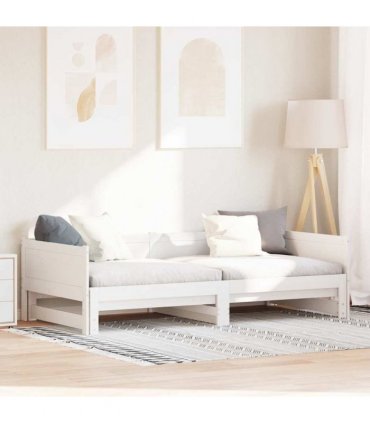 vidaXL Pull-out Day Bed White 203.5 x 184 x 56.5 cm Solid Pine Wood