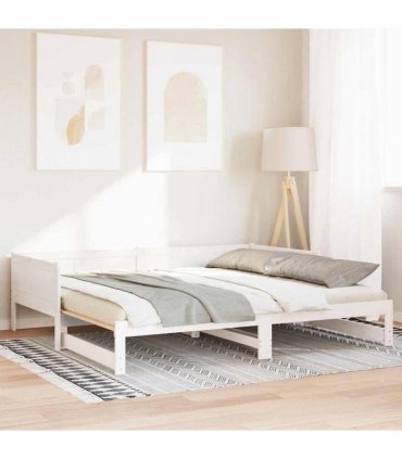 vidaXL Pull-out Day Bed White 203.5 x 184 x 56.5 cm Solid Pine Wood