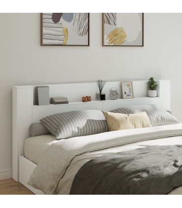 vidaXL Headboard Cabinet with LED White 220x16.5x103.5 cm