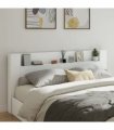 vidaXL Headboard Cabinet with LED White 220x16.5x103.5 cm