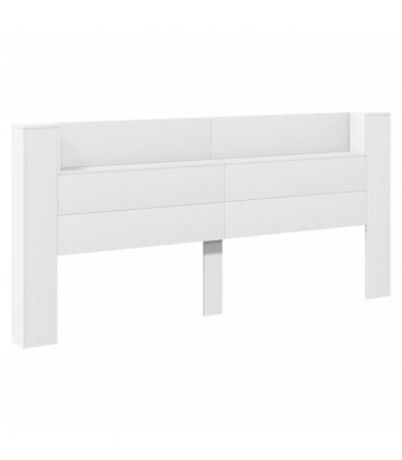 vidaXL Headboard Cabinet with LED White 220x16.5x103.5 cm