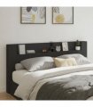 vidaXL Headboard Cabinet with LED Black 220x16.5x103.5 cm