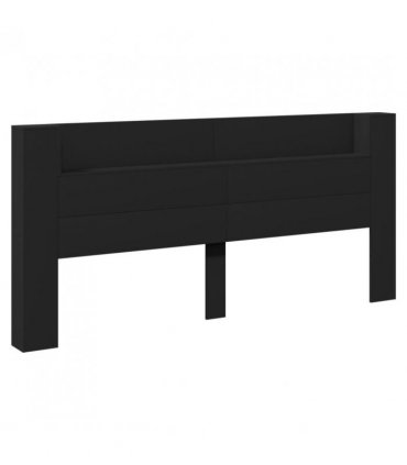 vidaXL Headboard Cabinet with LED Black 220x16.5x103.5 cm