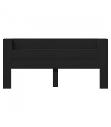 vidaXL Headboard Cabinet with LED Black 220x16.5x103.5 cm