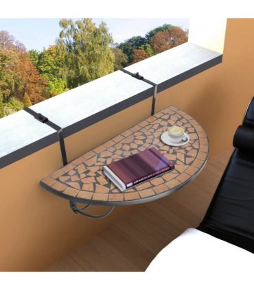 vidaXL Hanging Balcony Table Terracotta Mosaic — Colour: brown
